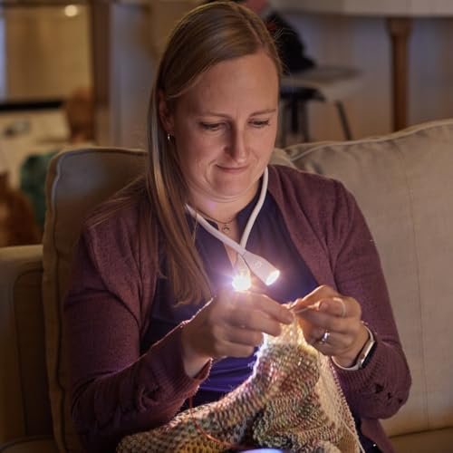 Lumos Knitting Light, Crafter Light Around Neck for Knitters and Crocheters, 3 Colors & Adjustable Brightness. Portable, Wearable, Rechargeable&Long Lasting (White) - color: White