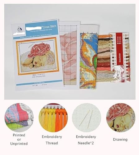 Aiorkeng Cross Stitch Kits Stamped Full Range of Embroidery Starter Kits for Beginners DIY 11CT 3 Strands-Printed kit Love Tree (Printed) 31.1×20.5 inches - color: printed kits Love tree 79×52cm