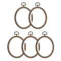 PATIKIL 4x3.5inch Embroidery Hoops, 5Pieces Imitated Wood Oval Frame Cross Stitch Hoop Ring for Embroidery Art Craft Sewing Ornaments Hanging Decoration - size: 4x3.5inch