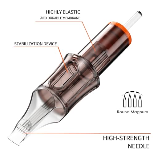 50 Assorted Tattoo Cartridge Needles Mixed Size 5 Pcs each of #10 Round Liner 3RL 5RL 7RL, #12 Round Liner Shader Curved Magnum 9RL 5RS 7RS 7RM 9RM 7M1 9M1 Pro Disposable Membrane Tattoo Needles - size: 50Pcs-#10 3/5/7RL-#12 9RL-5/7RS-7/9RM-7/9M1