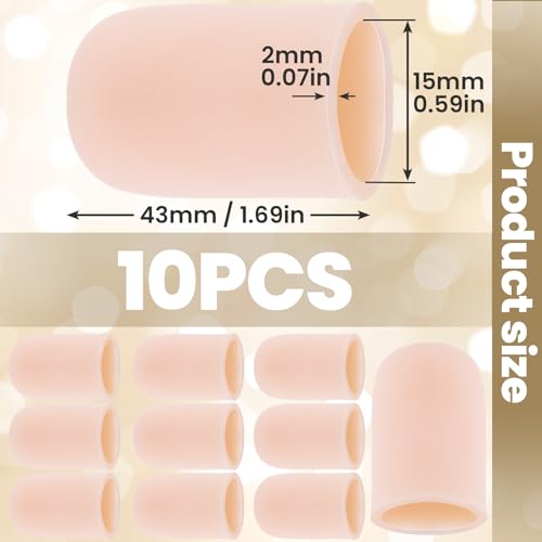Pndeyo 10pcs Gel Finger Cots, Silicone Thumb Fingertip Protector, Reusable Finger Support Covers Gloves for Trigger Finger Cracking Arthritis
