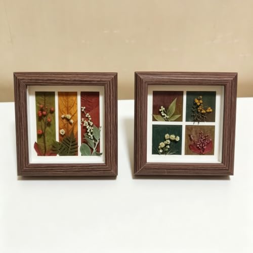 4x4 Small Shadow Box Picture Frame Display Case Tabletop Wall,3-Pack Brown - color: 3pcs brown