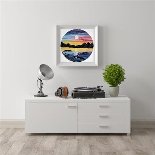Stamped Cross Stitch Kits for Beginners- Full Set of Sunset Embroidery for Adults,11 CT 3 Strands DIY Patterns Counted Arts Craft 15.3×15.3 inch - color: Sunset
