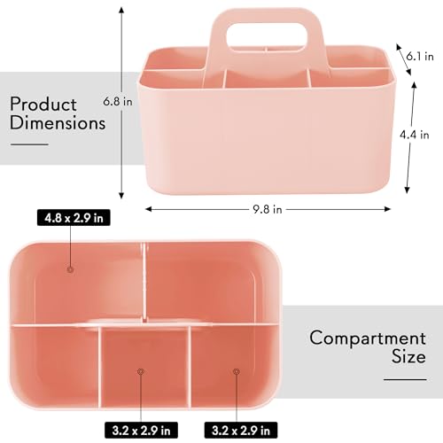 Tiawudi Multipurpose Caddy Organizer, Plastic Caddy with Handle, Stackable Desk Organizer for Stationery, Marker and Pencil, Office Supplies Organizer, Dorm Caddy - color: Pink, size: Rectangle