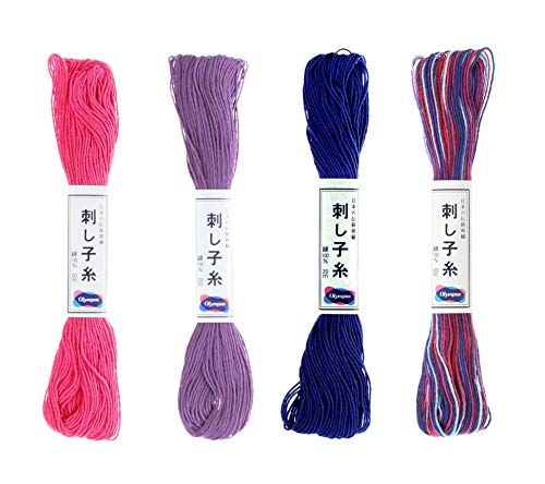 Olympus Sashiko Thread 20m Skein Color Bundles (Party Streamers: 76-19-21-23) - color: Party Streamers: 76-19-21-23