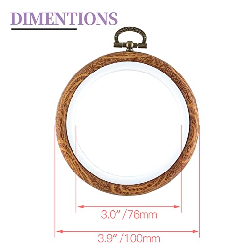 Piutouyar 3 Pcs 4 Inch Embroidery Hoop Set, Imitated Wood Display Frame - style: 3 Pieces 4 Inch
