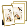 BKABOT 3.5x5 Brass Photo frames 3 Pack HD Glass Mat 2.5x3.5 Wall Table - color: Brass, size: 3.5x5