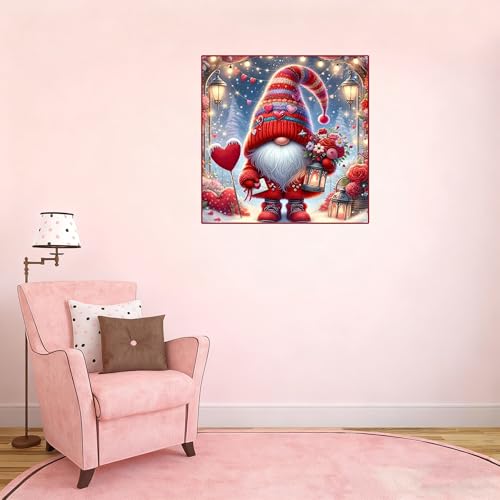 Valentine's Day Stamped Cross Stitch Kits for Beginner, Gnome Love Needlepoint Counted Cross Stitch Embroidery Kits for Adults, 11CT Flowers Dimensions Counted Cross Stitch Patterns Arts Craft Kits - color: Valentine 2