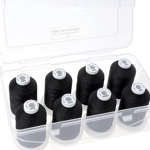 New brothread 100% Mercerized Cotton Threads with Box -8xBlack - color: 8 X Black