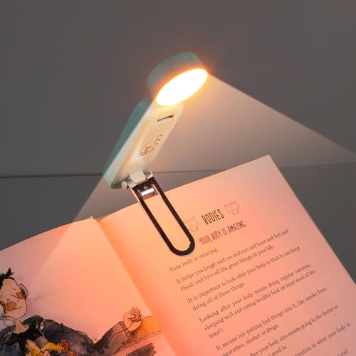 VAVOFO USB Rechargeable Book Light, Bookmark Clip on LED Reading Light - color: Powder Green