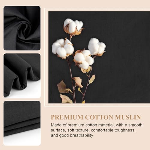 100% Cotton Muslin Fabric, 59 Inch X 2 Yards Black Fabric by The Yard - color: Black, size: 2 Yards