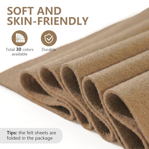 Khaki Soft Felt Sheet 36'' X 36'', 1.4mm Large Felt Fabric Sheet for Crafts - color: Khaki
