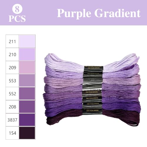 1 Pieces Cross StitchEmbroidery Floss,100% Eco-Cotton Cotton Premium Skeins, Ideal for Arts & Crafts (Purple Series 67981) - color: Purple series 67981