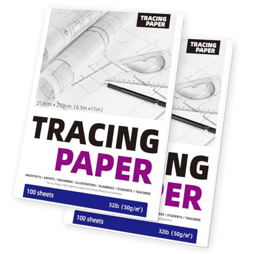 SEMLEART Tracing Paper for Drawing | 2pack 8.5×11in, 50gms，Qty: 200 Sheets - size: 8.5×11in-2