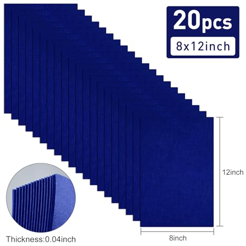 20 Pcs Deep Navy Blue Felt Fabric Sheet 8" x 12" Assorted Color Felt Fabric Sheets for Crafts DIY Handcraft Sewing Squares Patchwork Nonwoven - color: Deep Navy Blue