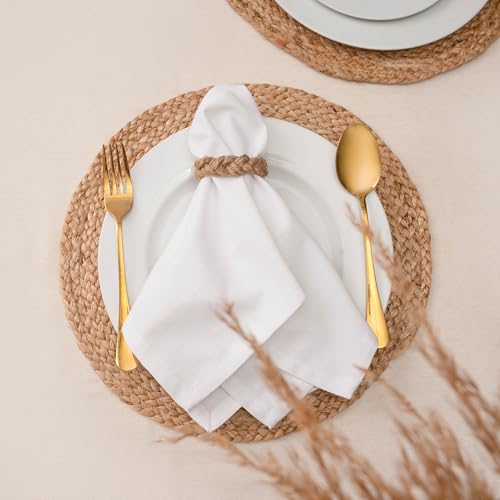 Blue Needles Solid Cloth Napkins 100% Cotton Set of 12-18 x 18 Inches - color: White, size: 18" x 18" (Set of 12)