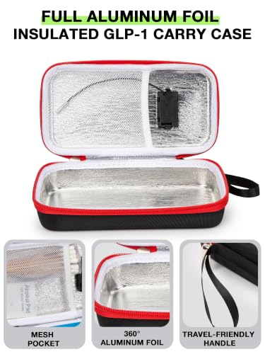 YOUSHARES Custom-Fit Travel Case for 2 Zepbound/Mounjaro with Temp Display - color: 01 Blackred-custom Ice Brick