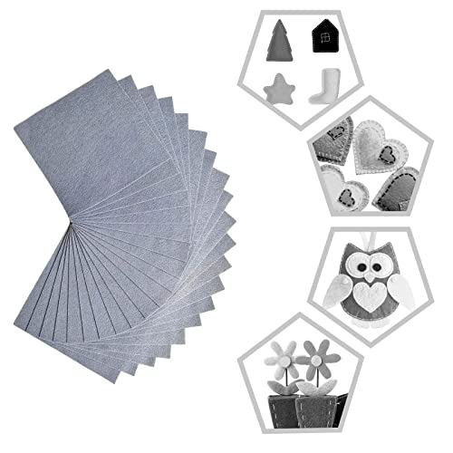 Jtnohx Soft Felt Fabric Flexible Craft Felt Sheets Grey 6" 20Pcs 1.4mm - color: Grey