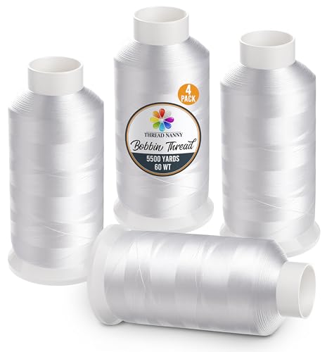 Huge Machine Embroidery Bobbin Thread 60 WT 4 Spools 5500 Yards Each White - color: White, size: 4 Pack
