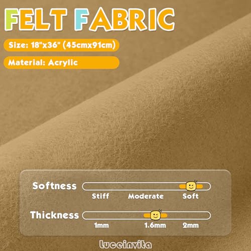 Camel 18" X 36" Felt Fabric Sheet - 1.6mm Thickness - color: Camel, size: 18" x 36"