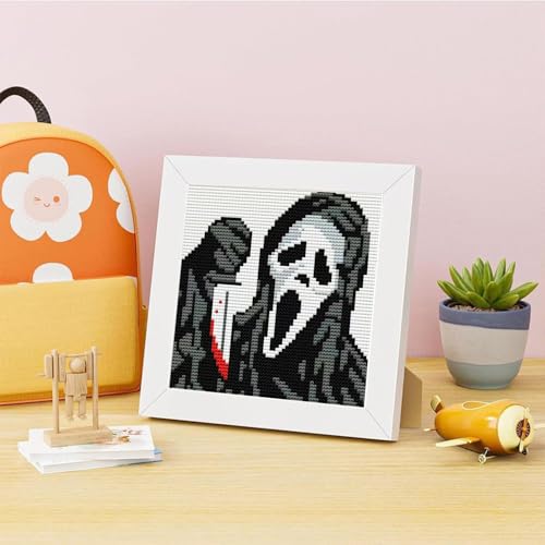 Tiwabb Horror Stamped Cross Stitch Kits for Adults Beginners with Frame - color: Ghost Horror Cross Stitch with Frame