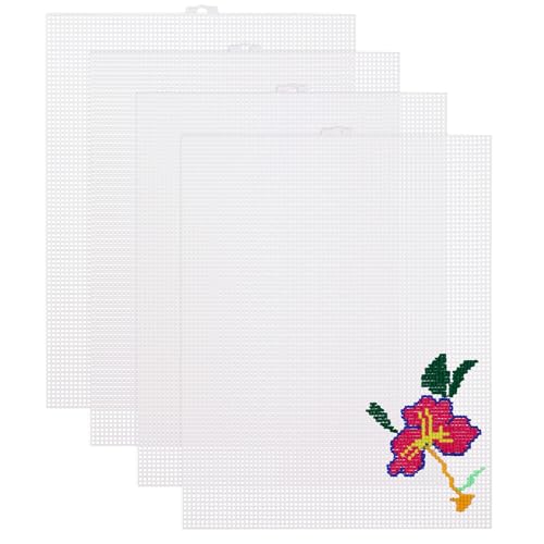 4PCS 7 Count Plastic Mesh Canvas Sheets, 10.23 x 13 Inch Plastic Mesh Sheet, Eye Mesh for Embroidery, Acrylic Yarn Crafting, Knit Crochet Projects, Therian Mask and Aquarium Dividers
