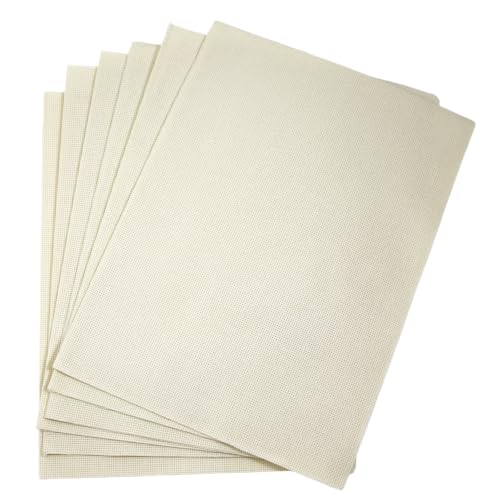 KCS 4/6 pc of 12" x 18" 30cmx45cm 16 Count Cotton Aida Cloth Cross Stitch Fabric (Cream, 6 pc) - color: Cream, size: 6 pc