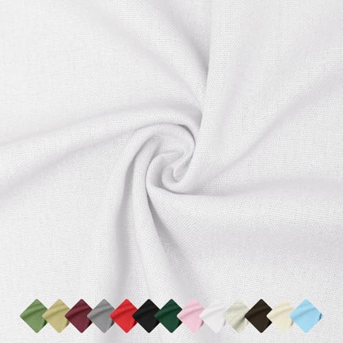 Linen Fabric | Natural Linen Cloth | Embroidery, Sewing | Soft, Breathable | 59" Wide | 50% Linen, 50% Rayon | Hemp, Jute, Needlework, Lining(1Y, Bleached) - color: Bleached, size: 1 Yard