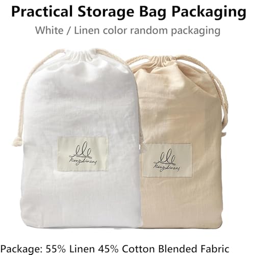 100% French Linen Pillowcases with Embroidery - Pack of 2 - Washed Solid Color Natural Flax Soft Breathable - Dark Grey, 20'' x 30'' - color: Dark Grey, size: 20''x30'' - Embroidery