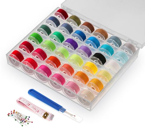 36 Assorted Colors Prewound Bobbin Thread Set with Storage Case - color: 36 Colors (36PCS)