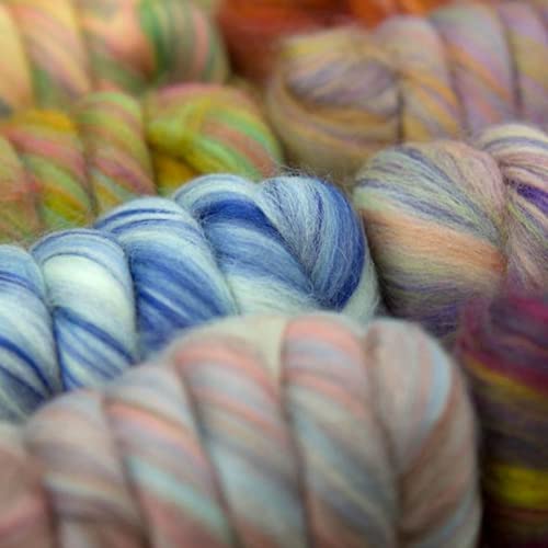 Revolution Fibers – Bambino Range Roving 8 Color Variety Bag (200 Grams / 7 Oz) | Multicolored Tonal Blend of 85% Dyed Merino and 15% Dyed Viscose Bamboo Combed Top | Fiber for Felting, Spinning