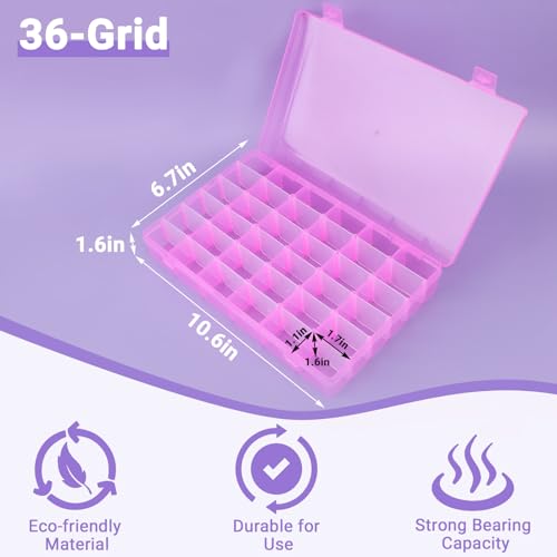 False Nail Container, Cosics Bright Pink 36-Gird Plastic Nail Art Organizers Storage Box with Adjustable Dividers, False Jewelry Diamonds Charms Nail 3D Decorations Manicure Accessory Holder Case - color: Pink, size: 36 Grids-1 Pack