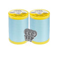 Coats & Clark Cotton All Purpose Sewing Thread 100% Mercerized Cotton 225 Yards Each Spool S970 2 Pack Bundle with 3 Bella's Crafts Needle Threaders (ICY Blue) - color: Icy Blue