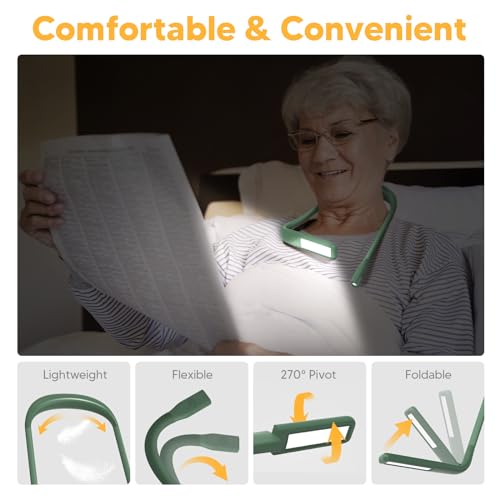 Neck Reading Light, 80-hr Lasting Rechargeable Book Light Wide Lamp - color: Green