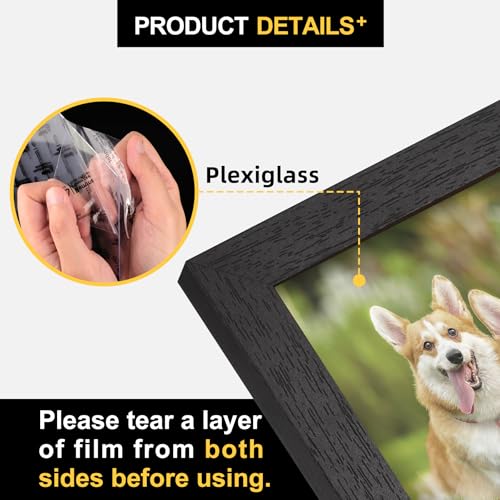TOFOREVO 5x7 Picture Frames with 4x6 Mat Set of 2, Black - color: Black Wood Grain, size: 5x7