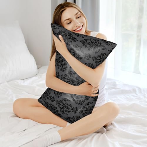 Satin Pillowcase for Hair and Skin Retro Black Damask Dark Purple Super Soft and Cooling Similar to Silk Pillow Case 1 Pack with Hidden Zipper Silky Soft Zippered Satin Pillowcase20 x30 - color: Retro Black Damask Dark Purple