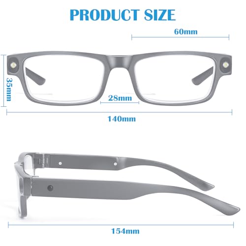 200% Magnifying Glasses with Light, USB Rechargeable LED Reading Glasses - color: Black-1