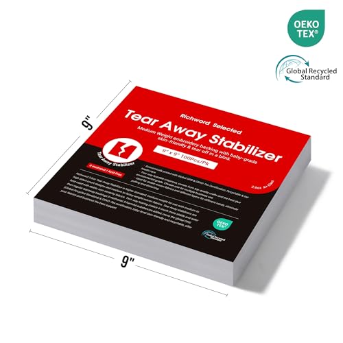 BAI Tear Away Stabilizer for Embroidery 2.0oz, 9"x9" 100 Sheets - color: 9"x9" 100 sheets