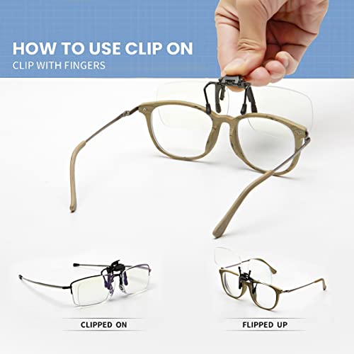 Reading Glasses Clip On and Flip Up Blue Light Blocking Magnifying Glasses Magnifiers Lenses Readers for Unisex (Transparent, 1.0)