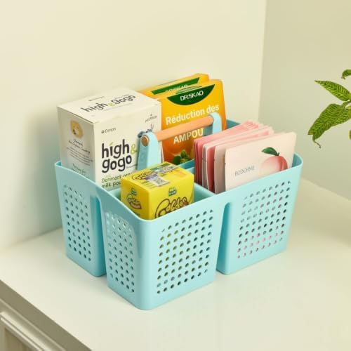Portable Shower Caddy Basket with 3 Compartments and Handle, Pink - color: Pink