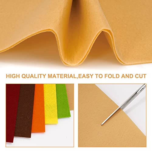 Whaline 18Pcs Fall Felt Fabric Sheets 6 Colors Soft Thick Assorted Fall Colors Craft Felt Pack for Autumn Thanksgiving Halloween DIY Craft Sewing Patchwork Art Projects, 7.9 x 11.8 Inch - color: Fall