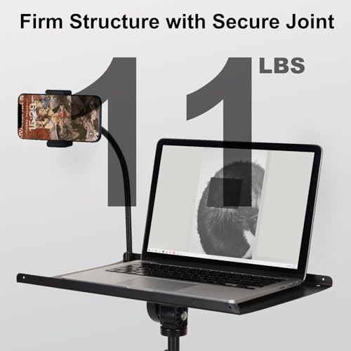 Tossbiss Laptop Tripod on Wheels with 2 Shelves