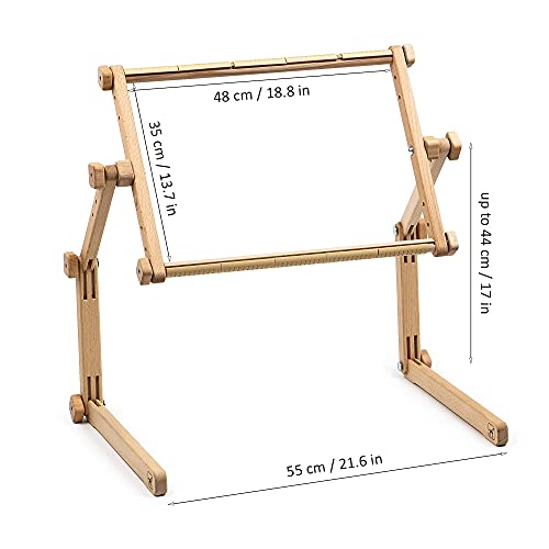 Needlework Table and Lap Hands-Free Stand with Adjustable Frame Made of Organic Beech Wood Tapestry Cross Stitch Embroidery Frame Holder (35х48 cm (13.7" x 18.8")) - size: 13.7" x 18.8"