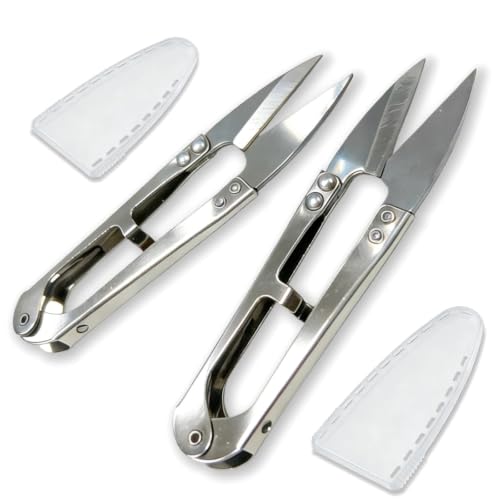 2-Pack Bonsai Pruning Shears, 4.1" Stainless Steel Spring-Loaded Precision Snips with Blade Covers for Buds, Herbs, Flowers, Sewing & Crafts