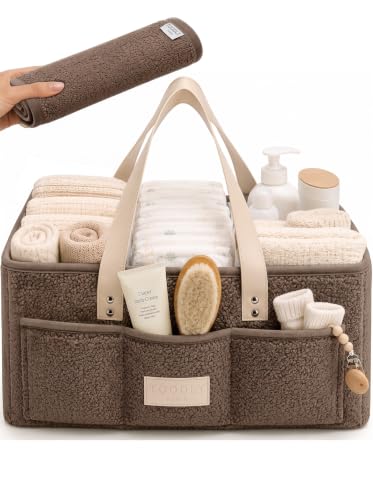 Baby Diaper Caddy Organizer with Waterproof Changing Pad, Taupe - color: 4/ Taupe Diaper Caddy with Changing Pad