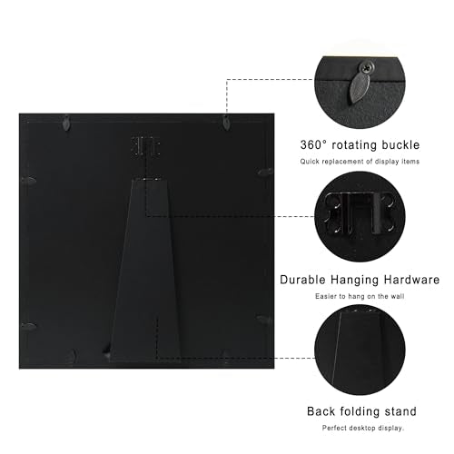 11x11 Shadow Box Display Case with Tempered Glass, Black Wooden Large Memory Shadow Box Frame with Soft Linen Back for Wall or Tabletop Display - color: Black, size: 11x11