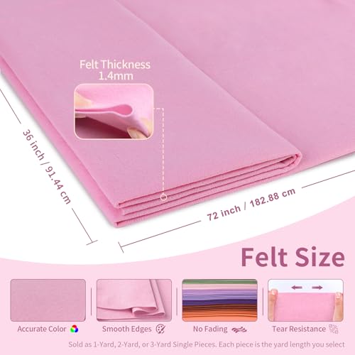 Baby Pink Fabric Sheet 72" X 36", 1.4mm Thick Large Soft Durable Flexible Craft Felt by The Yard, Nonwoven Fabric for DIY Sewing, Arts and Crafts, Decoration Projects - color: Baby Pink, size: 2 yard pre cut