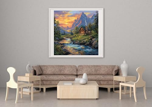 Moohue DIY Counted Stamped Cross Stitch Kits for Adults 14 Count Cross Stitch Patterns Printed Cross Stitch Kits for Adults (Landscape) - color: Landscape