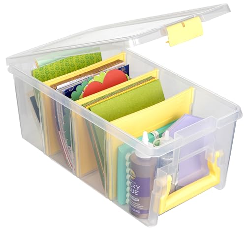 ArtBin Semi Satchel Craft Organizer with 3 Dividers, Yellow Accents - color: Yellow, size: Pack of 1