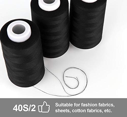 ilauke 4 x 3000 Yards Black Serger Thread Cones - color: Black